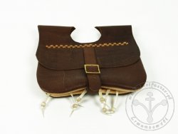 PS-03A Two-panel purse with pouches 14-15th cent. - medium dark brown
