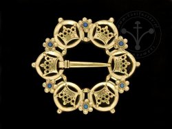 BR-11B Brooch with crowns - with agates