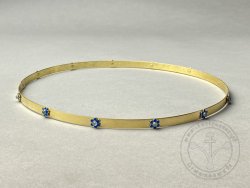 CT-07A Circlet with enameled flowers and blue agate gemstones