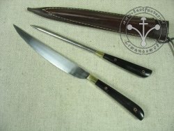 KS-019 Big medieval knife with spike - horn handles